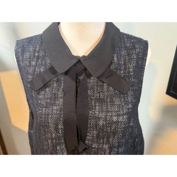 Karl Lagerfeld Paris Tweed Bow Collar Shift Dress 10 Twee Preppy Old Money - Picture 2 of 8